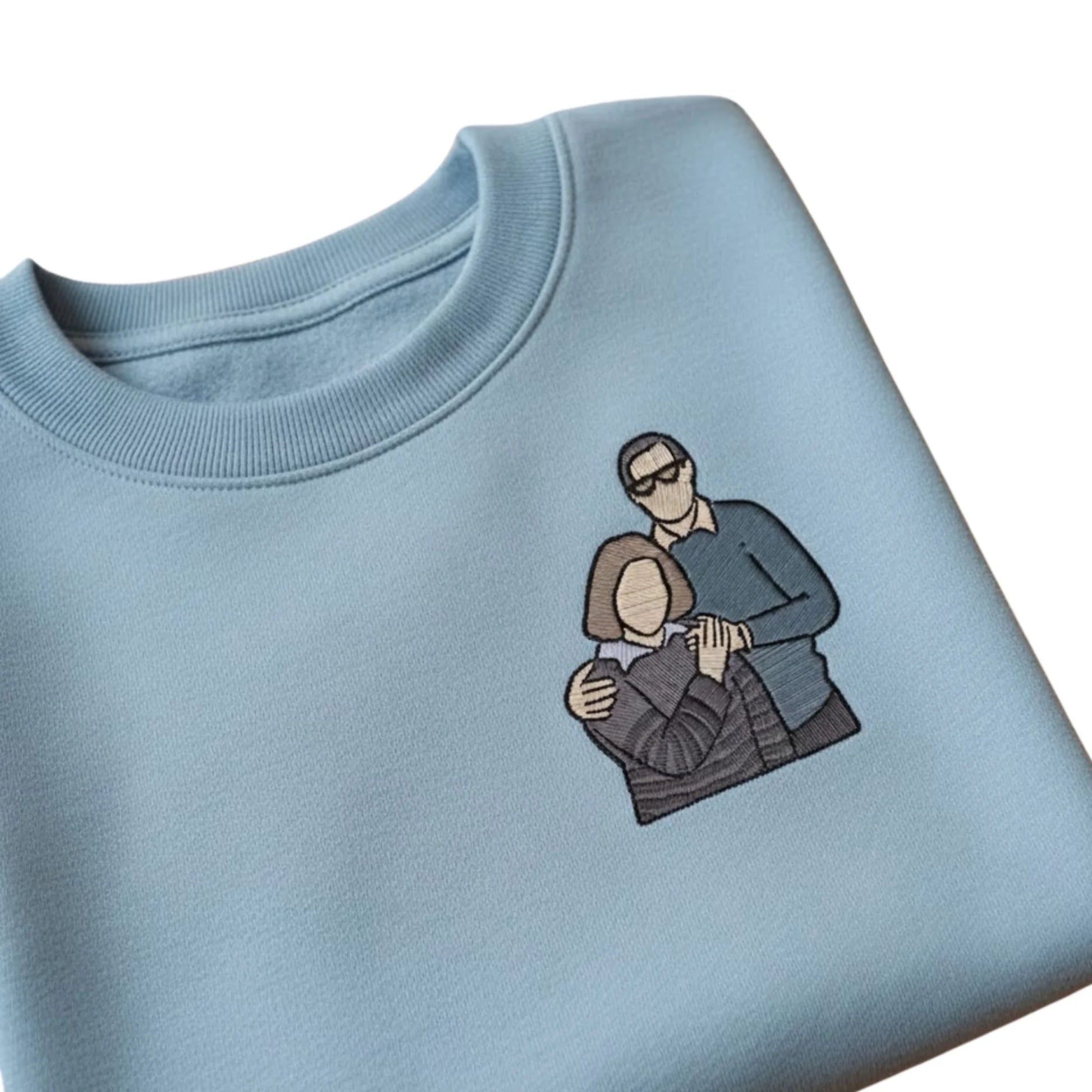 Wrapped in Love Outline Sketch Embroidery T-Shirt - EWB105