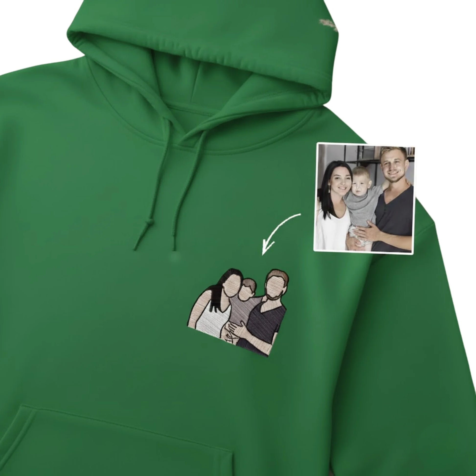 Wrapped in Love Outline Sketch Embroidery Hoodie - EWB105