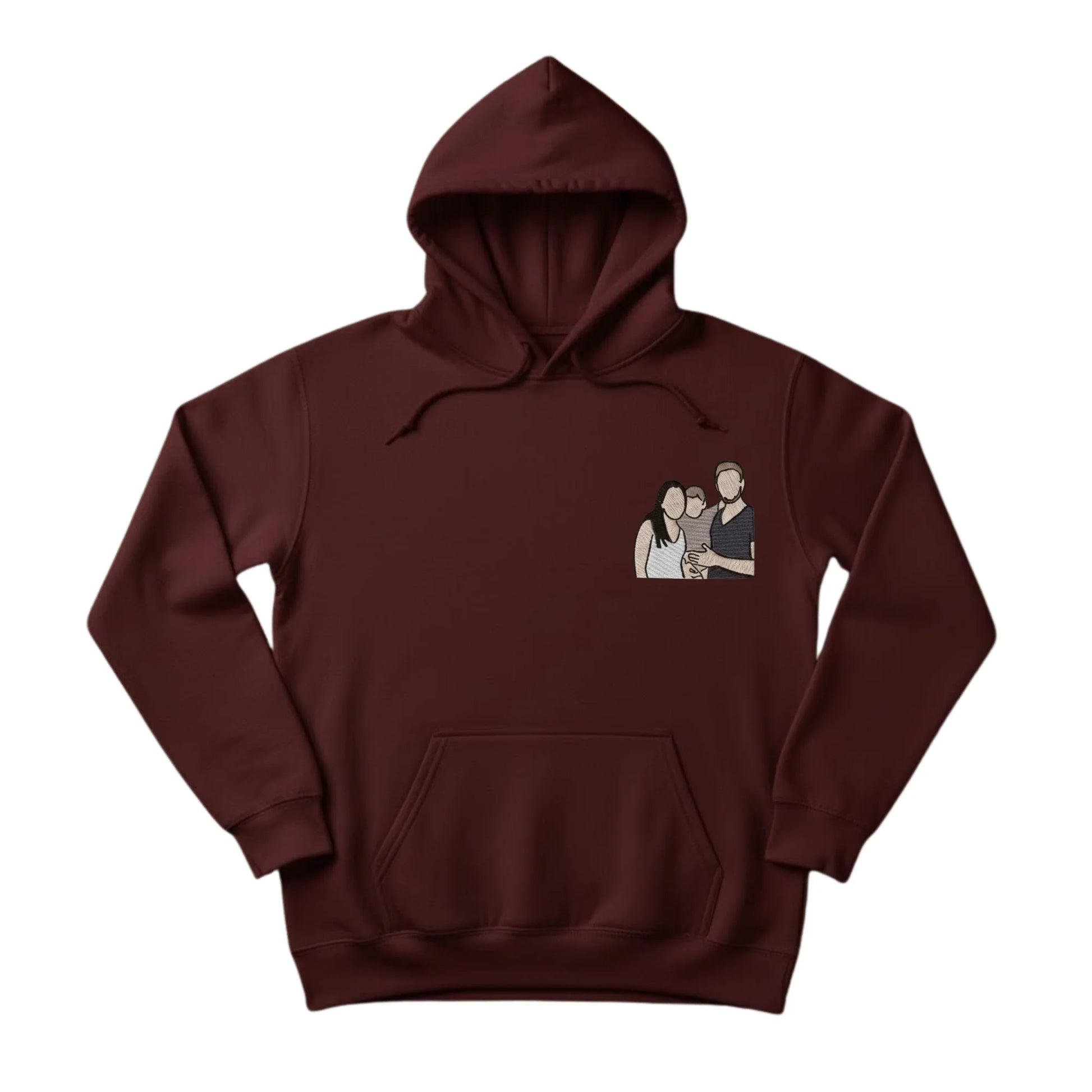 Wrapped in Love Outline Sketch Embroidery Hoodie - EWB105