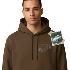 Custom Photo Outline Sketch Embroidery Hoodie - EWB108