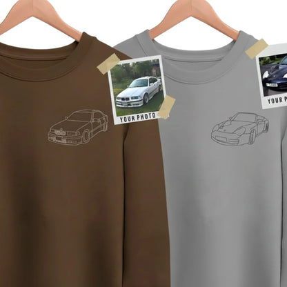 Custom Photo Outline Sketch Embroidery SweatShirt - EWB108