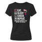 Eat Sleep Cheer Repeat Women Cricket Printed Ladies Fit T-Shirt - England Cricket 2026 Tee Shirt