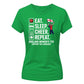 Eat Sleep Cheer Repeat Women Cricket Printed Ladies Fit T-Shirt - England Cricket 2026 Tee Shirt