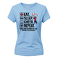 Eat Sleep Cheer Repeat Women Cricket Printed Ladies Fit T-Shirt - England Cricket 2026 Tee Shirt