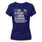 Eat Sleep Cheer Repeat Women Cricket Printed Ladies Fit T-Shirt - England Cricket 2026 Tee Shirt