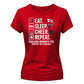 Eat Sleep Cheer Repeat Women Cricket Printed Ladies Fit T-Shirt - England Cricket 2026 Tee Shirt