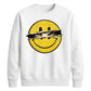 Edgy Ripped Smiley Face Anime Eyes Graphic Unisex Sweatshirt