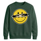 Edgy Ripped Smiley Face Anime Eyes Graphic Unisex Sweatshirt