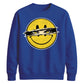 Edgy Ripped Smiley Face Anime Eyes Graphic Unisex Sweatshirt