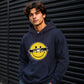 Edgy Ripped Smiley Face Anime Eyes Graphic Unisex Hoodie