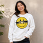 Edgy Ripped Smiley Face Anime Eyes Graphic Unisex Sweatshirt