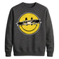 Edgy Ripped Smiley Face Anime Eyes Graphic Unisex Sweatshirt