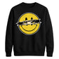 Edgy Ripped Smiley Face Anime Eyes Graphic Unisex Sweatshirt