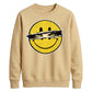 Edgy Ripped Smiley Face Anime Eyes Graphic Unisex Sweatshirt