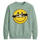 Edgy Ripped Smiley Face Anime Eyes Graphic Unisex Sweatshirt
