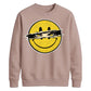 Edgy Ripped Smiley Face Anime Eyes Graphic Unisex Sweatshirt