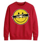 Edgy Ripped Smiley Face Anime Eyes Graphic Unisex Sweatshirt