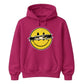 Edgy Ripped Smiley Face Anime Eyes Graphic Unisex Hoodie