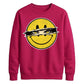 Edgy Ripped Smiley Face Anime Eyes Graphic Unisex Sweatshirt
