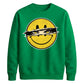 Edgy Ripped Smiley Face Anime Eyes Graphic Unisex Sweatshirt