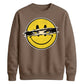 Edgy Ripped Smiley Face Anime Eyes Graphic Unisex Sweatshirt