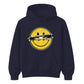 Edgy Ripped Smiley Face Anime Eyes Graphic Unisex Hoodie