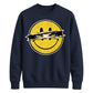 Edgy Ripped Smiley Face Anime Eyes Graphic Unisex Sweatshirt