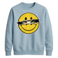 Edgy Ripped Smiley Face Anime Eyes Graphic Unisex Sweatshirt