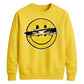 Edgy Ripped Smiley Face Anime Eyes Graphic Unisex Sweatshirt