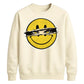 Edgy Ripped Smiley Face Anime Eyes Graphic Unisex Sweatshirt