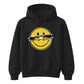 Edgy Ripped Smiley Face Anime Eyes Graphic Unisex Hoodie