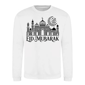 Eid Mubarak Floral Moon & Mosque Printed Unisex Sweatshirt
