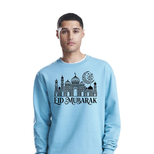 Eid Mubarak Floral Moon & Mosque Printed Unisex Sweatshirt