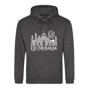 Eid Mubarak Floral Moon & Mosque Printed Unisex Hoodie - Eid Mubarak Printed Hoodie — Eid ul Adha Gift UK 2026