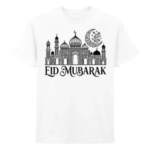 Eid Mubarak Floral Moon & Mosque Printed Unisex T-Shirt