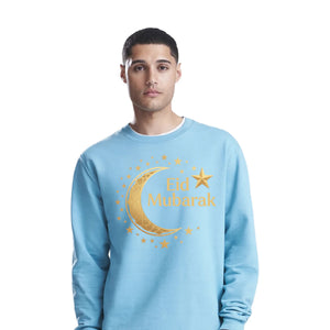 Eid Mubarak Gold Moon & Stars Printed Unisex Sweatshirt