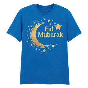 Eid Mubarak Gold Moon & Stars Printed Unisex T-Shirt