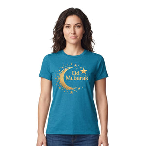 Eid Mubarak Gold Moon & Stars Printed Unisex T-Shirt
