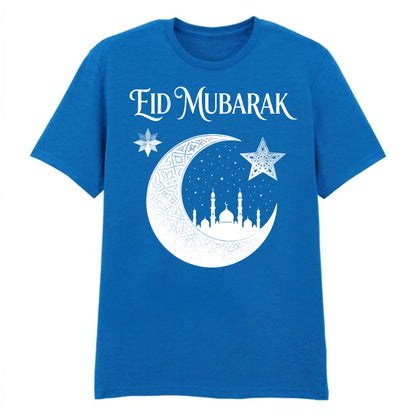 Eid Mubarak Islamic Crescent Mosque Printed Unisex T-Shirt