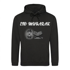 Eid Mubarak Lantern & Holy Quran Printed Unisex Hoodie - Eid Mubarak printed hoodie