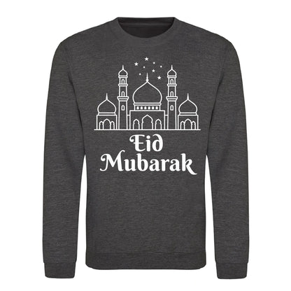 Eid Mubarak Mosque & Stars Printed Unisex Sweatshirt