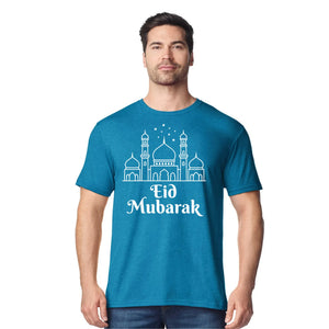 Eid Mubarak Mosque & Stars Printed Unisex T-Shirt