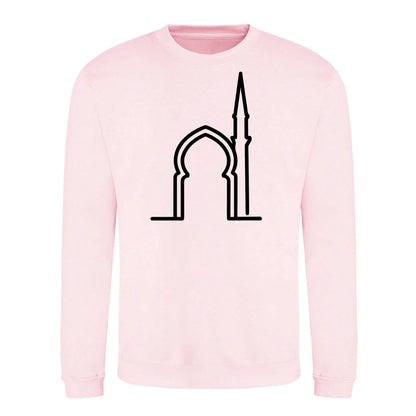 Elegant Mosque Line Art Eid Printed Unisex Sweatshirt