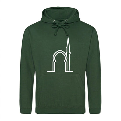 Elegant Mosque Line Art Eid Printed Unisex Hoodie Happy Eid