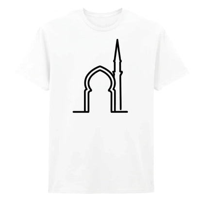 Elegant Mosque Line Art Eid Printed Unisex T-Shirt