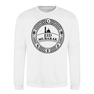 Emblem Graphic Mosque Eid Mubarak Printed Unisex Sweatshirt