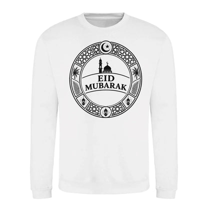Emblem Graphic Mosque Eid Mubarak Printed Unisex Sweatshirt