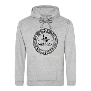Emblem Graphic Mosque Eid Mubarak Printed Unisex Hoodie