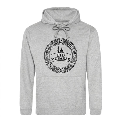 Emblem Graphic Mosque Eid Mubarak Printed Unisex Hoodie