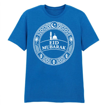 Emblem Graphic Mosque Eid Mubarak Printed Unisex T-Shirt